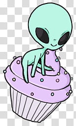 Ufo Babes, alien and cupcake illustration transparent background PNG clipart