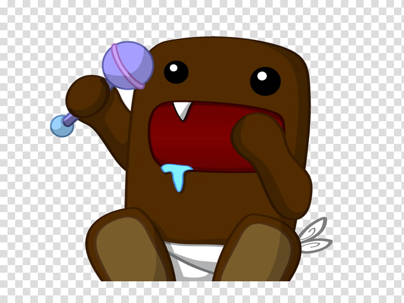 Domo Bebe, cartoon character holding rattle transparent background PNG clipart