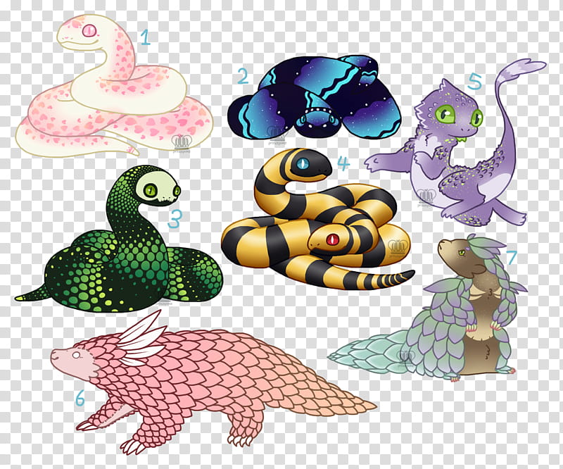 Scaly Friends OTA OPEN, snakes and armadillo drawings transparent background PNG clipart