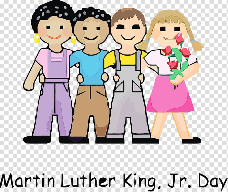 people social group cartoon text sharing, Martin Luther King Jr Day, Mlk Day, King Day, Watercolor, Paint, Wet Ink, Friendship transparent background PNG clipart