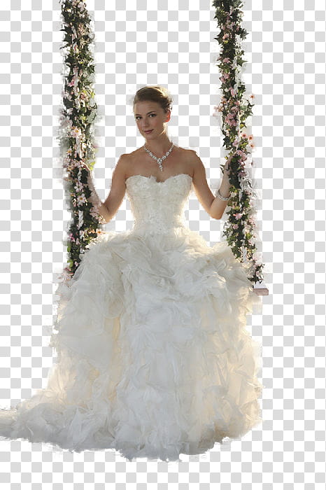Emily Vancamp, woman in white bridal gown transparent background PNG clipart