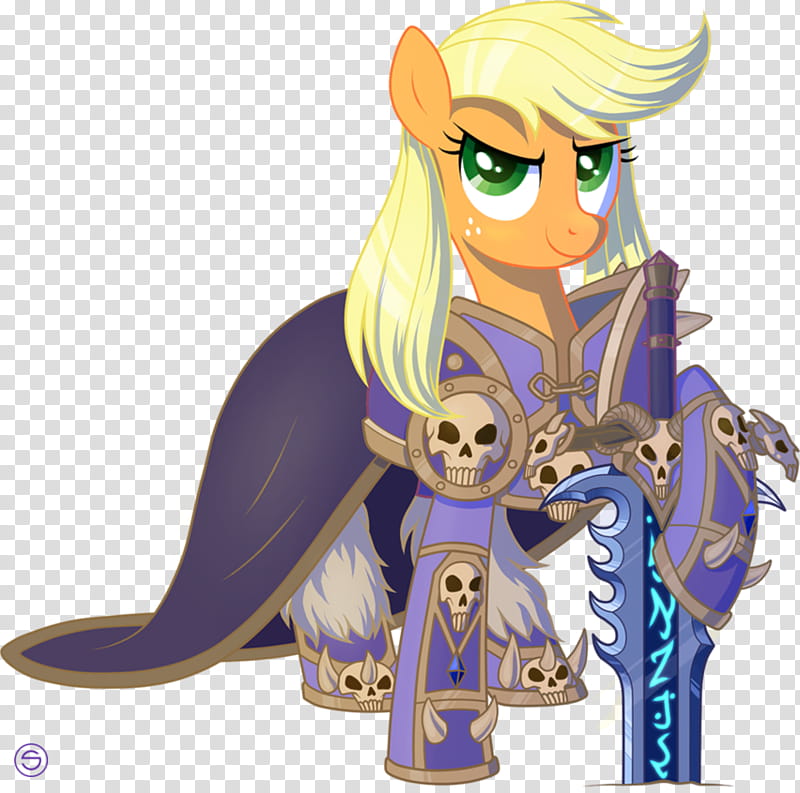 Applejack as Arthas the Lich King, orange and blue Little Pony transparent background PNG clipart