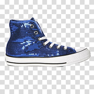 converse, blue and white sequined high-top sneaker transparent background PNG clipart