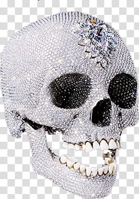 Diamond, silver-colored skull transparent background PNG clipart