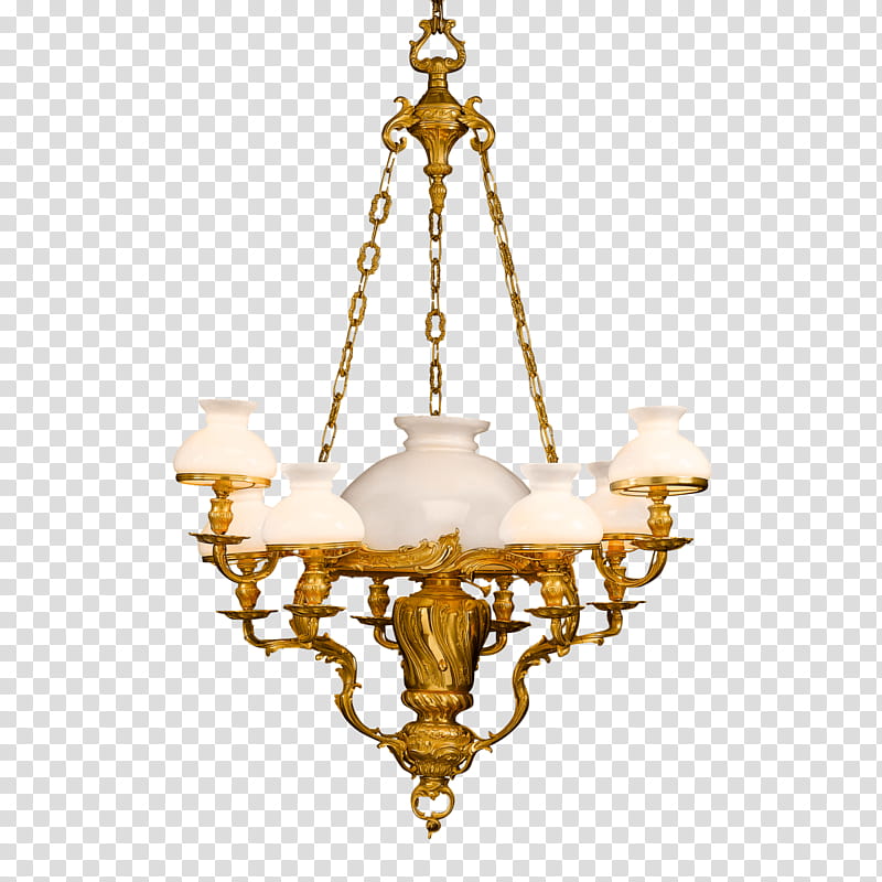Light, Chandelier, 19th Century, Brass, Bronze, Ornament, Antique, Louis Quinze transparent background PNG clipart