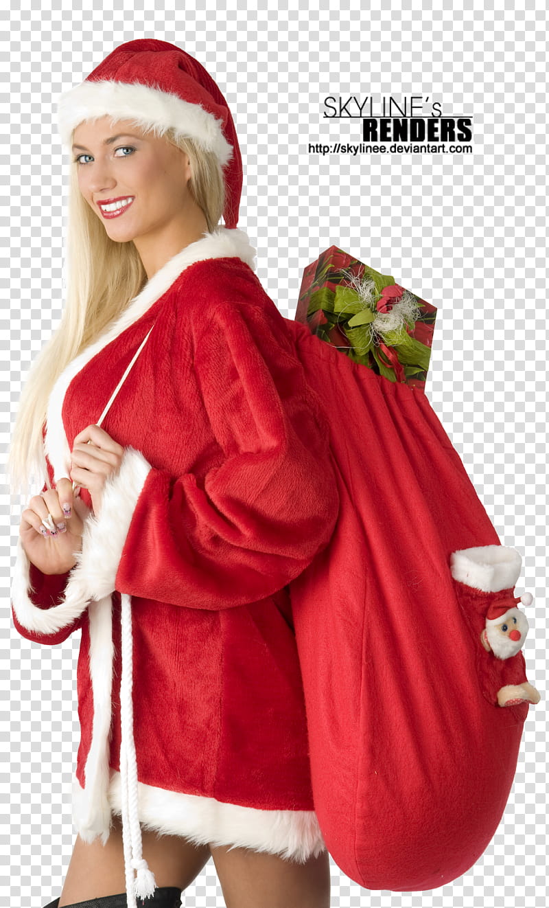 woman carrying bag of gifts transparent background PNG clipart