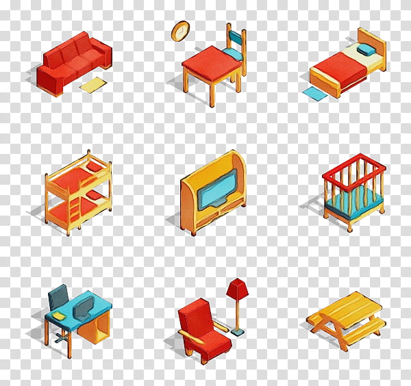 line furniture toy diagram toy block, Watercolor, Paint, Wet Ink, Table transparent background PNG clipart