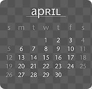 Calendar, April calendar transparent background PNG clipart