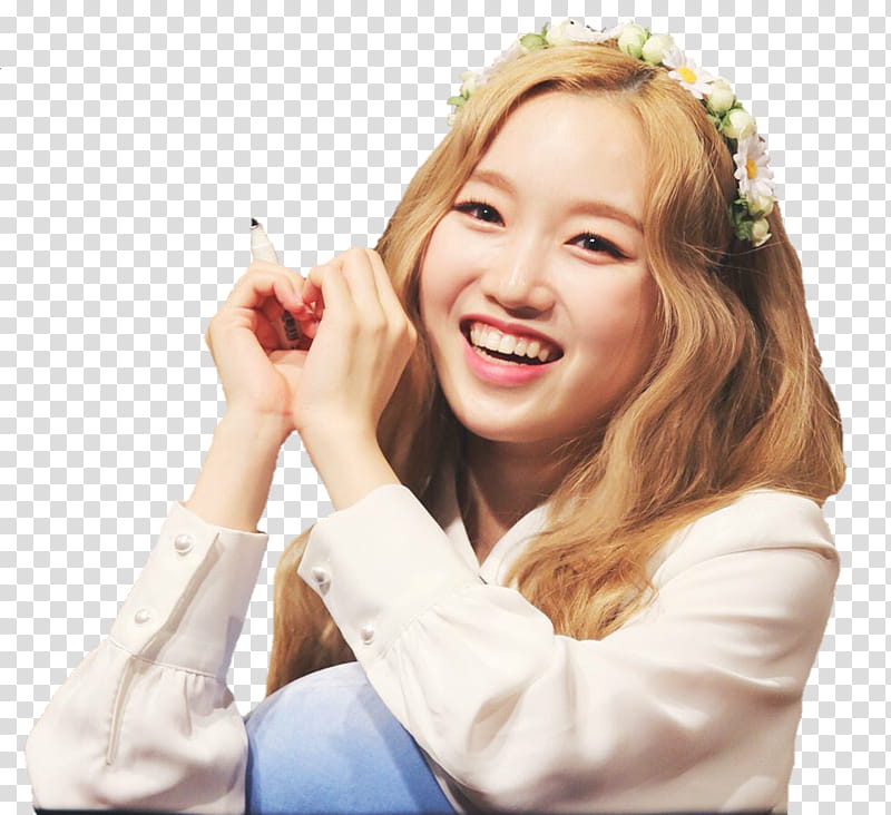 LOONA GOWON, woman in white top smiling while holding white markeer transparent background PNG clipart