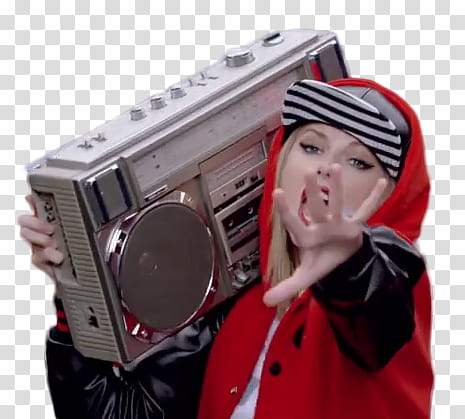 Taylor Swift Shake It Off Video NeonLights S, woman holding gray boombox transparent background PNG clipart