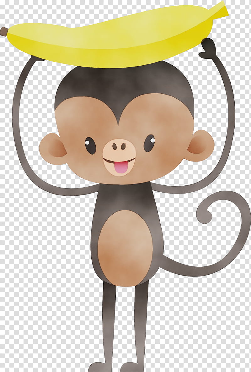 cartoon headgear animation animal figure, Watercolor, Paint, Wet Ink, Cartoon, Old World Monkey, Smile transparent background PNG clipart