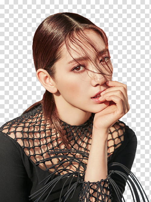 Park Shin Hye ELLE P, woman's left hand cheek transparent background PNG clipart