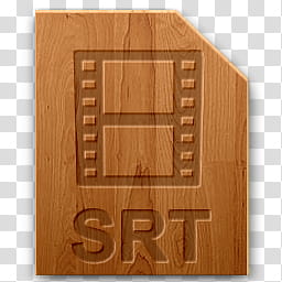Wood icons for file types, srt, brown SRT folder illustration transparent background PNG clipart