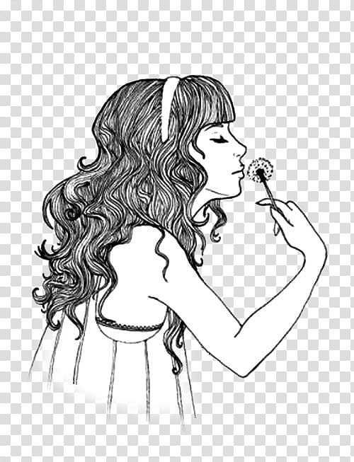 Monitas Lindas, woman smelling dandelion illustration transparent background PNG clipart