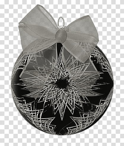 Timeless XmasGothic, black and silver Christmas bauble with bow transparent background PNG clipart