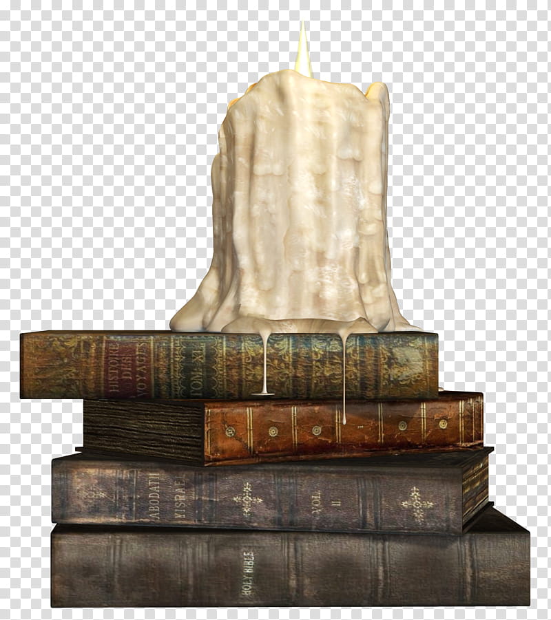 Old Books , candle on top of piled books transparent background PNG clipart
