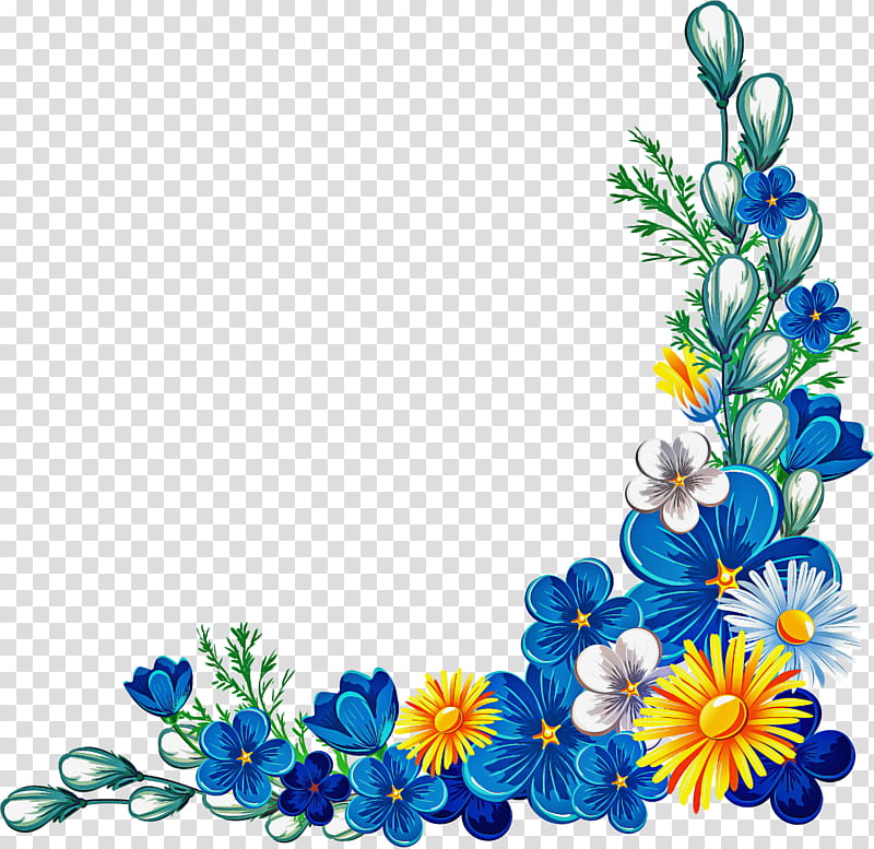 Floral design, Flower, Blue, Blue Flower, Watercolor Painting, Rose, Yellow, Blue Rose transparent background PNG clipart