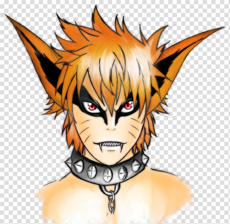 Kyubi Kurama Semi human form, orange-haired male character transparent background PNG clipart