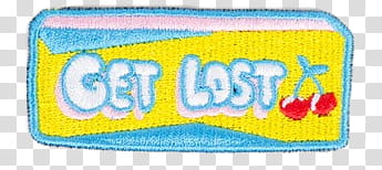 Embroidered Patches, blue Get Lost text transparent background PNG clipart