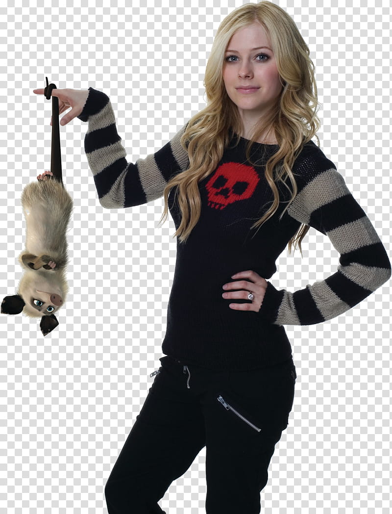 Avril Lavigne and Heather the Possum transparent background PNG clipart