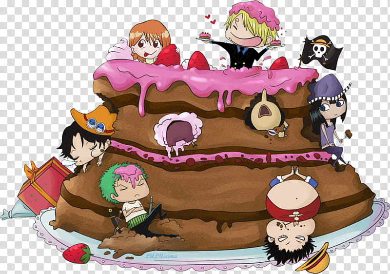One piece of cake, One Piece characters on cake art transparent background PNG clipart