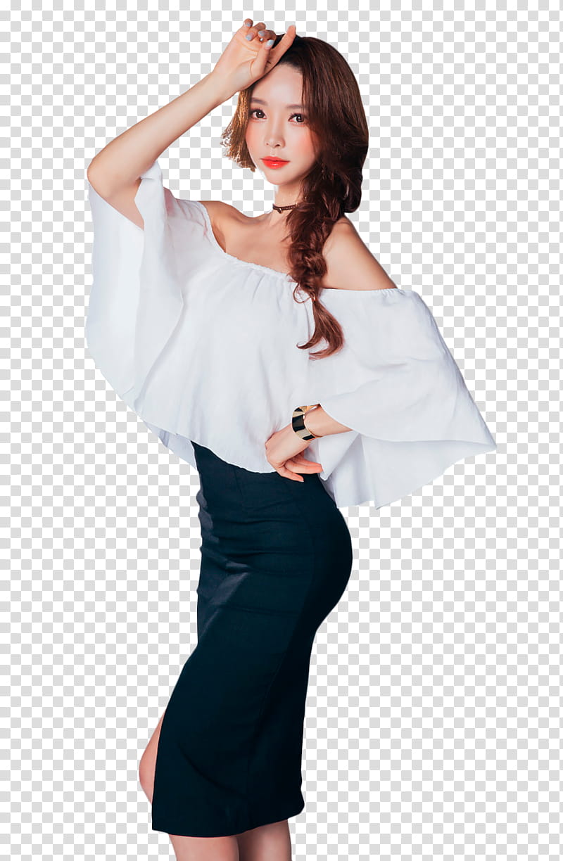 SPECIAL  WATCHERS, woman in white off-shoulder shirt and black skirt transparent background PNG clipart