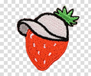 The Super or hottie, strawberry wearing hat patch transparent background PNG clipart