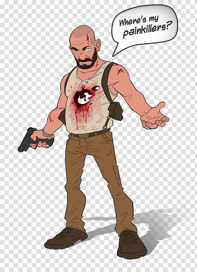 Max Payne  cartoon, man wearing tank top holding pistol illustration transparent background PNG clipart