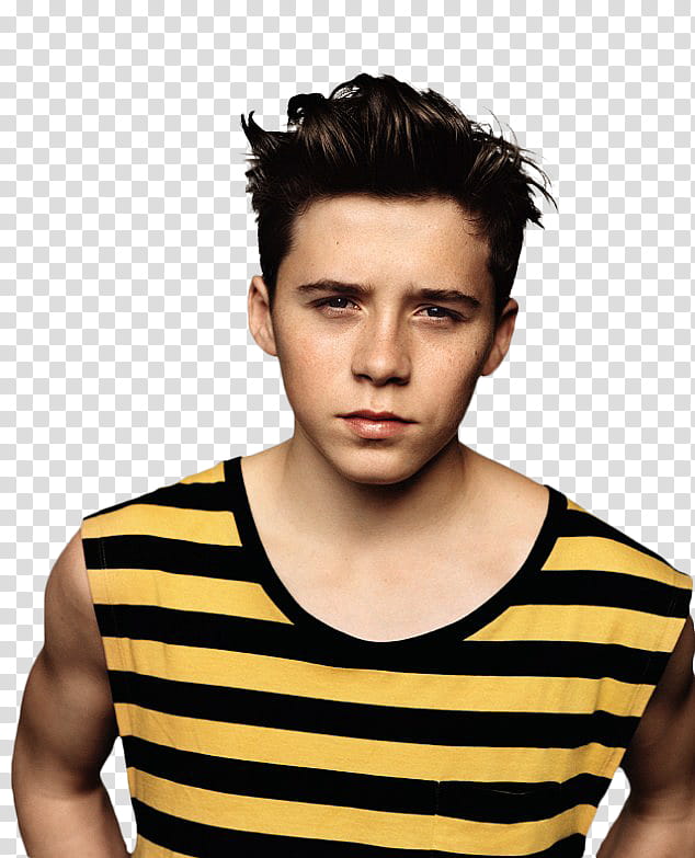 Brooklyn Beckham, yellow and black striped tank top transparent background PNG clipart
