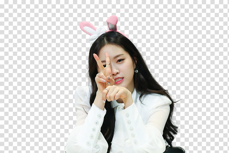 Apink NaEun, woman doing peace sign transparent background PNG clipart