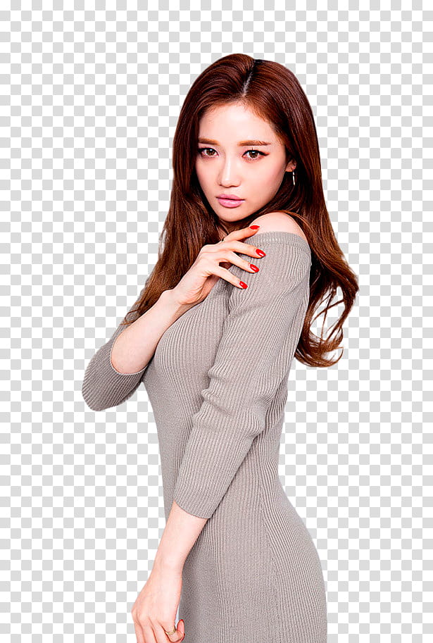 SEO SUNG KYUNG, woman wearing gray long-sleeved dress transparent background PNG clipart
