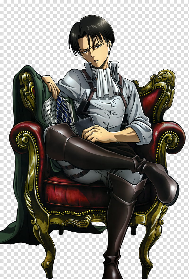 Shingeki no Kyojin Levi, black-haired man holding sword anime character png