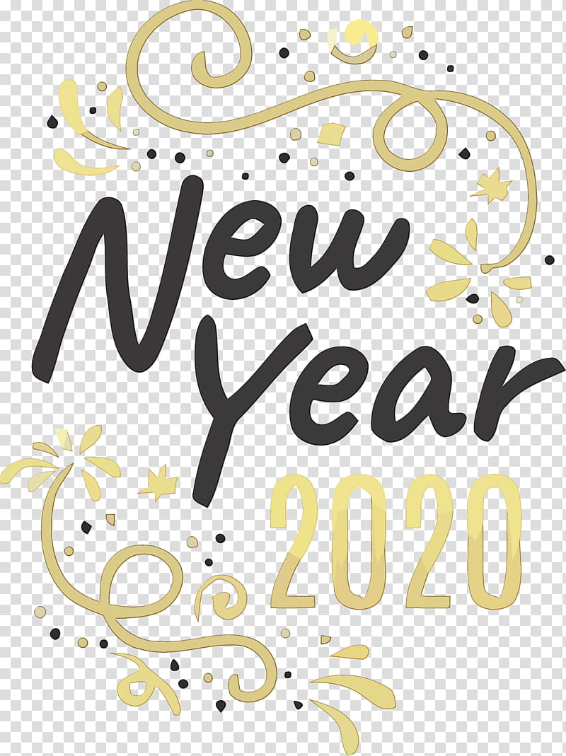 text font calligraphy, Happy New Year 2020, New Years 2020, Watercolor, Paint, Wet Ink transparent background PNG clipart
