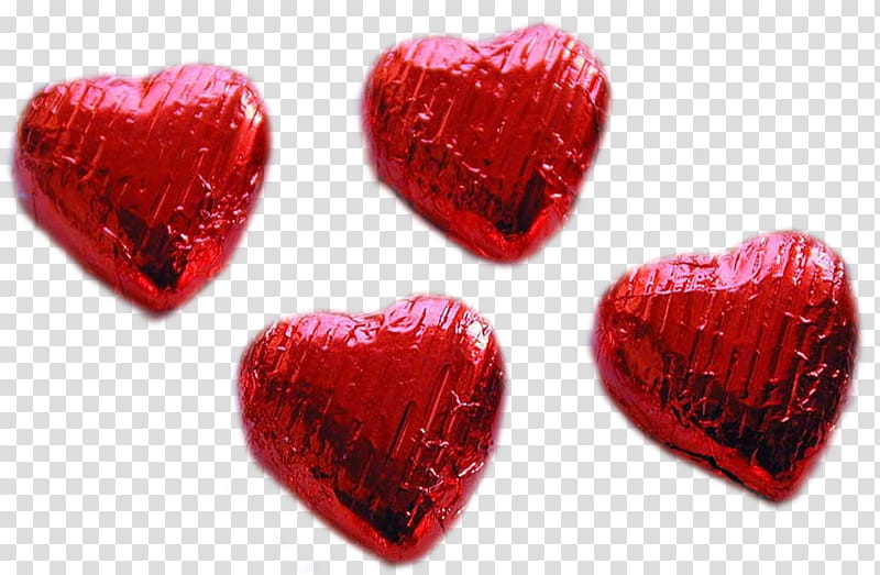 four red heart decors transparent background PNG clipart