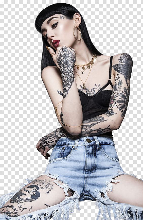  Hannah Snowdon, woman with tattoo sitting on floor transparent background PNG clipart