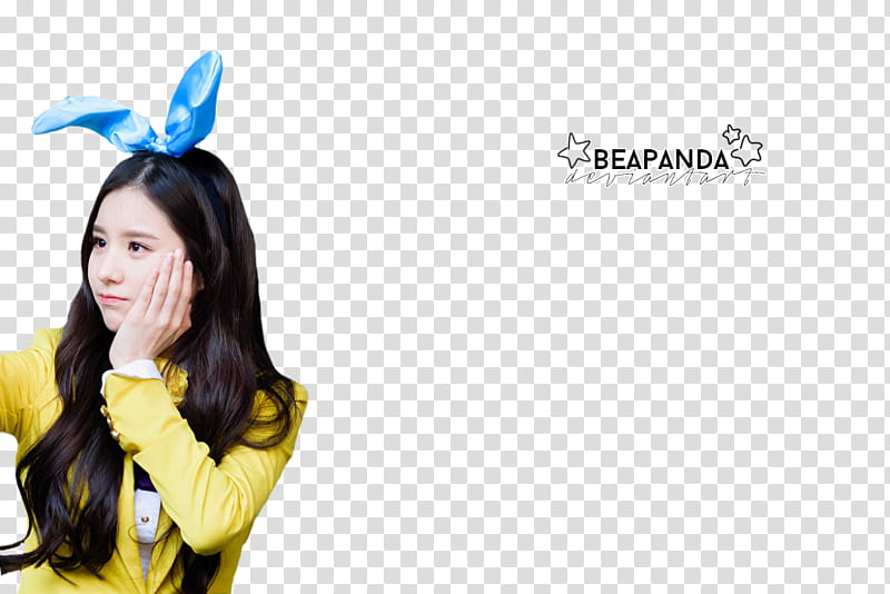 HeeJin LOONA, woman holding her left cheek wearing yellow blazer transparent background PNG clipart