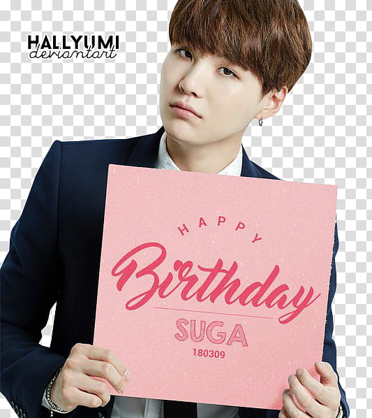 MINI SUGA, man holding birthday card transparent background PNG clipart