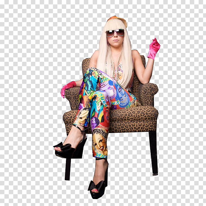 Lady Gaga, woman sitting on chair transparent background PNG clipart