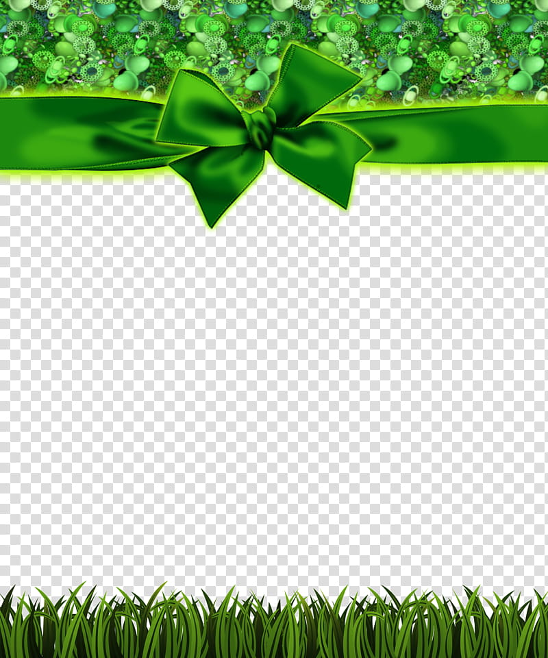 green grass frame with bow, green ribbon illustration transparent background PNG clipart