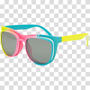 O sunglasses, blue, pink, and yellow wayfarer sunglasses illustration transparent background PNG clipart