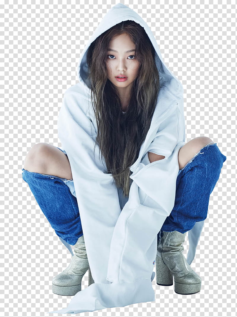 BLACKPINK Jennie, sitting BlackPink member while wearing hoodie transparent background PNG clipart