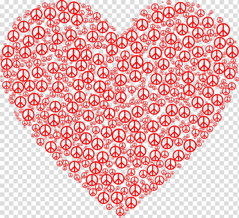 Peace And Love, Peace Symbols, Heart, Sign Of The Dove, Red, Valentines Day, Wrapping Paper transparent background PNG clipart