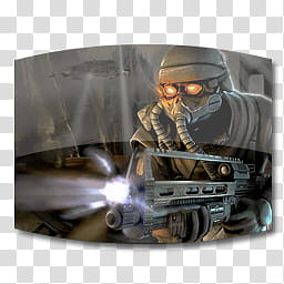 Cinema dock icons, Killzone, man holding rifle illustration transparent background PNG clipart