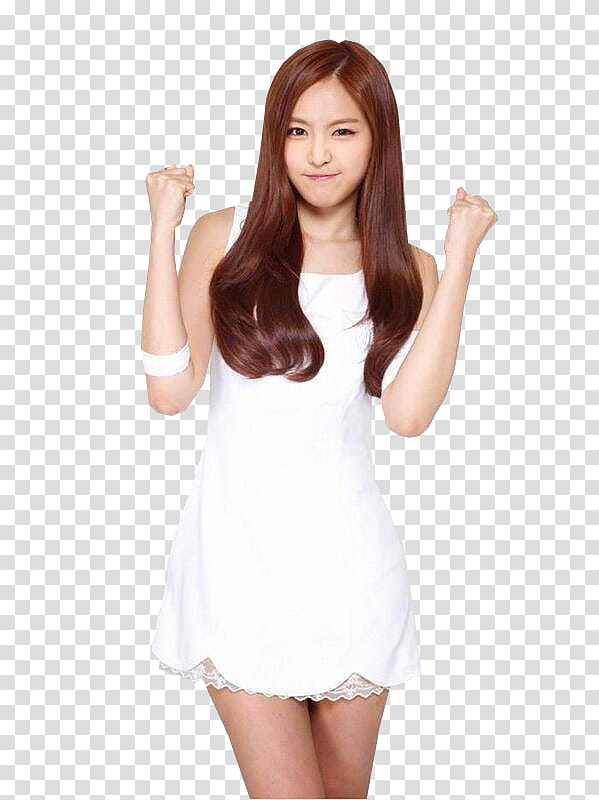 APINK FOR G CF, standing woman in white sleeveless dress transparent background PNG clipart