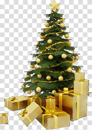 Christmas tree, Watercolor, Paint, Wet Ink, Christmas Decoration, Oregon Pine, Colorado Spruce, Christmas Ornament transparent background PNG clipart thumbnail