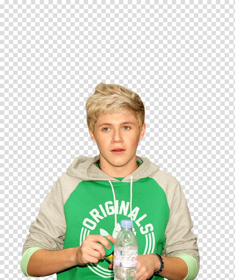 Niall Horan, man holding clear plastic bottle transparent background PNG clipart