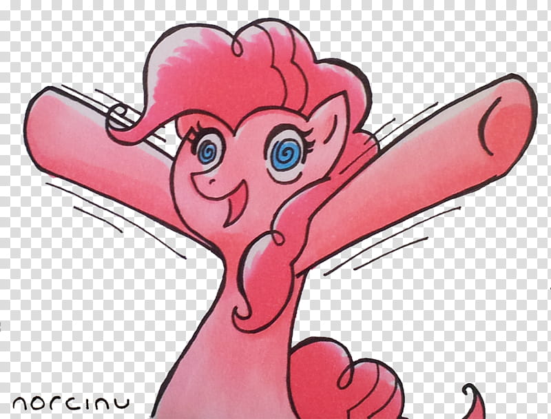 PICNIC MEET UP WOOO, smiling pink pony with both hands on side illustration transparent background PNG clipart