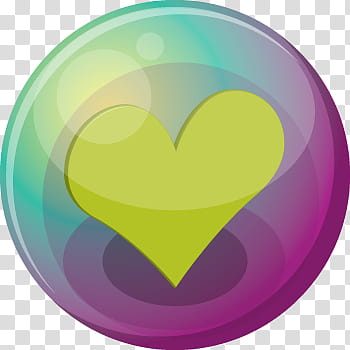 Heart Bubble Icons, green, purple, green, and yellow enclosed heart transparent background PNG clipart