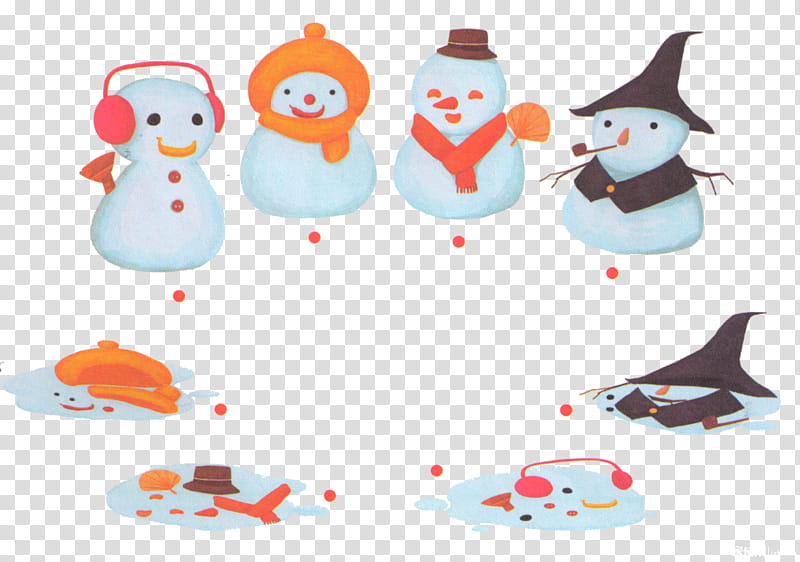 Christmas Hat, Melting, Snowman, Human, Christmas Day, Flightless Bird, Painting, Blue transparent background PNG clipart