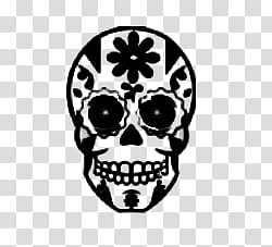 black and white skull art transparent background PNG clipart